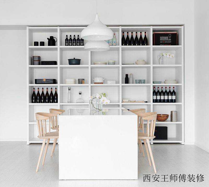 洁净极简主义风格餐厅大理石餐桌搭配效果图