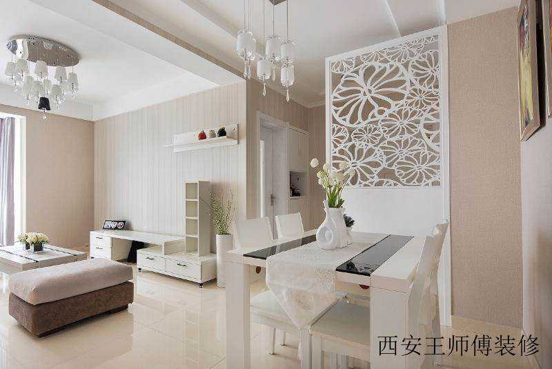 现代简约餐厅白色桌椅装饰图