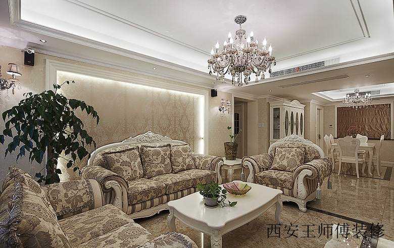 丰裕华丽复古欧式三室两厅室内装潢欣赏图