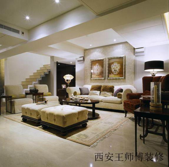 现代欧式风复式客厅装饰图
