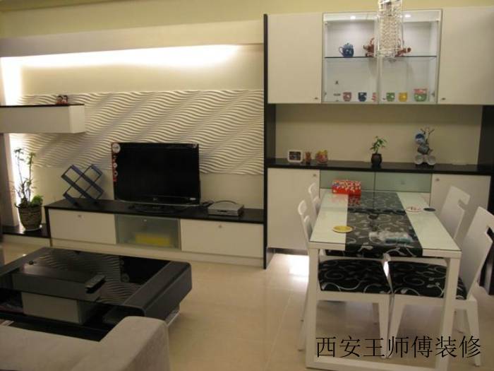 现代小户型客餐厅一体效果图