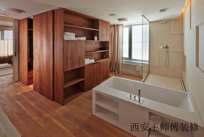 现代家装浴室实木收纳柜设计