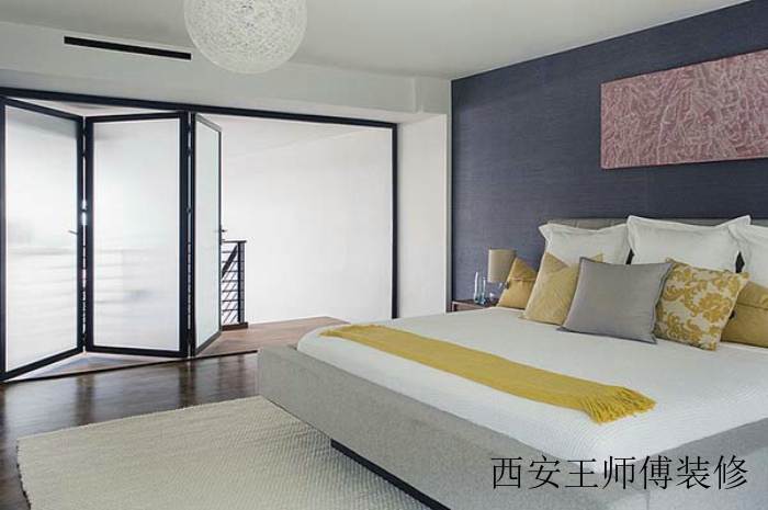时尚现代复式楼 卧室折叠门设计