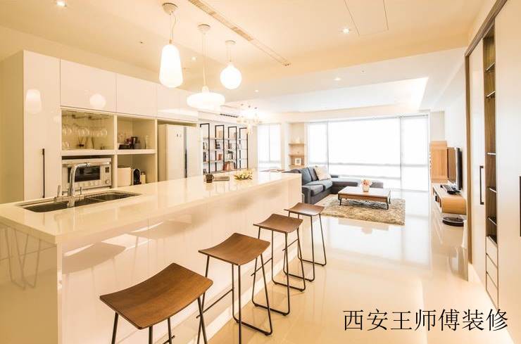 简约宜家厨房大理石吧台设计