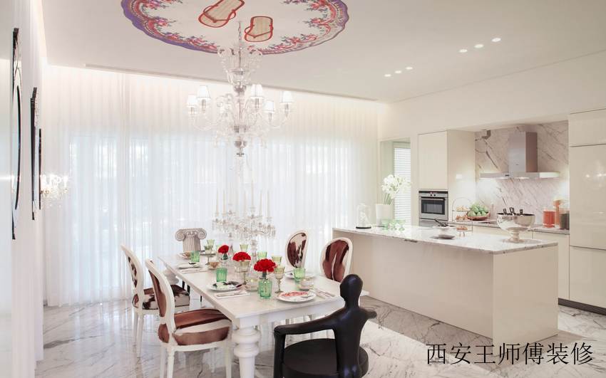 简约时尚欧式餐厨房一体设计装潢图