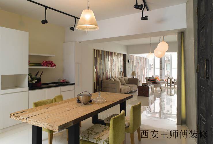 简约创意设计现代餐厅实木餐桌装饰图