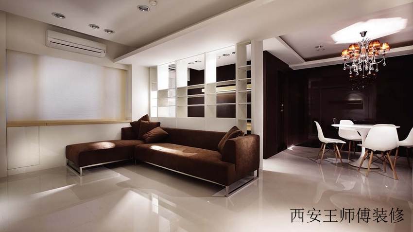 深咖色现代公寓客餐厅效果图