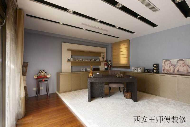 简欧书房书桌摆放