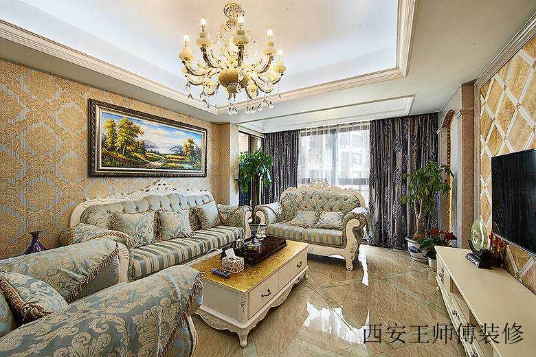 精美古典欧式风格客厅吊顶装修设计图