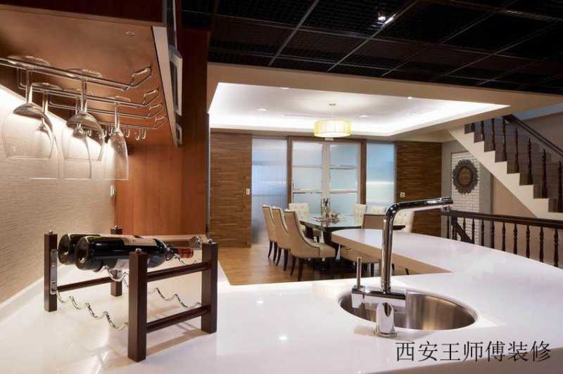 现代别墅餐厅红酒杯架设计