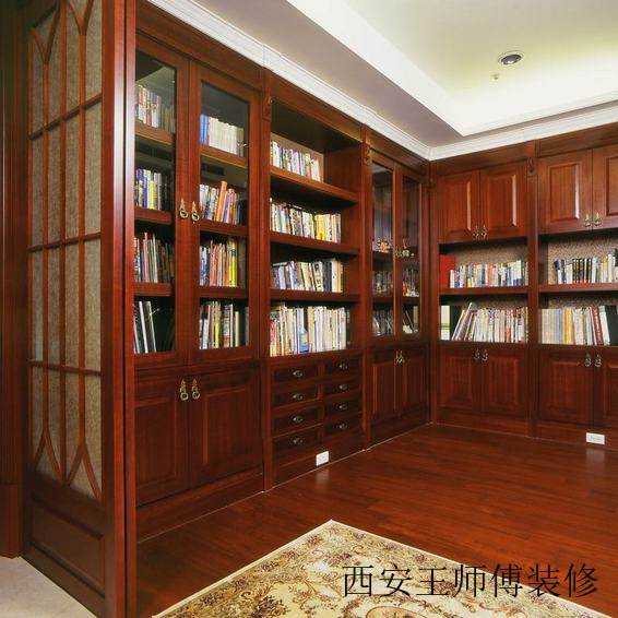 文雅新古典书房红木书柜装饰图