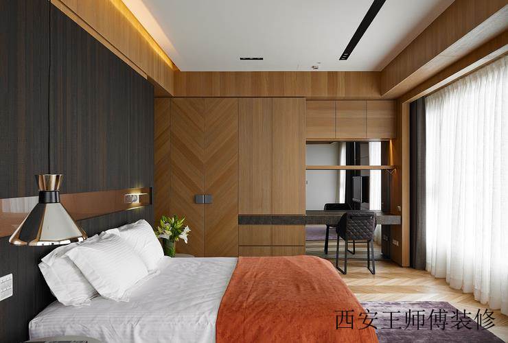 时尚现代家居卧室原木装饰图