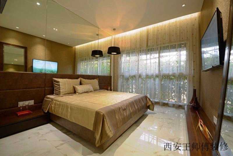 素雅现代卧室窗帘装饰图