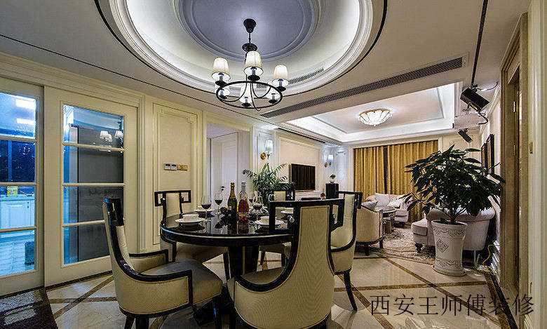 大气欧式餐厅圆形吊顶效果图