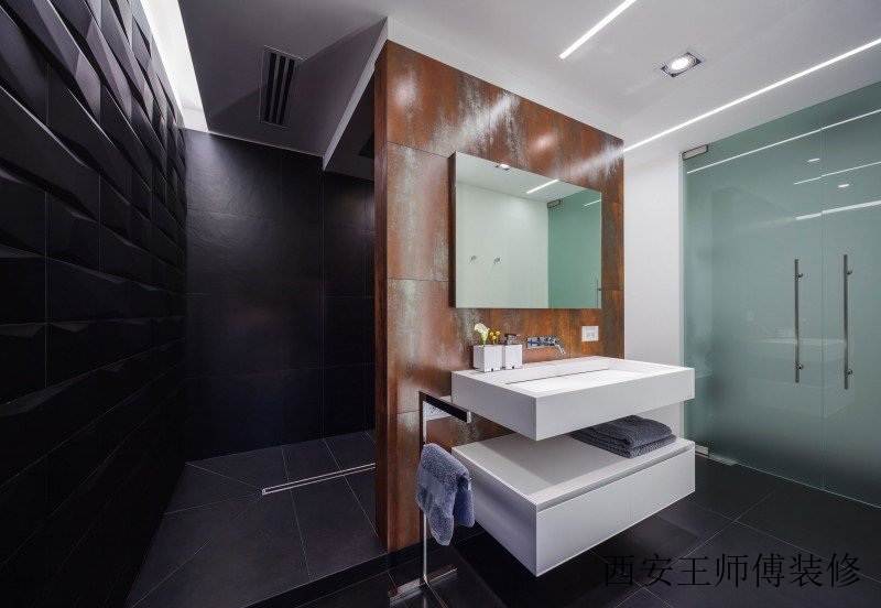 深色前卫时尚现代风格卫生间隔断设计效果图