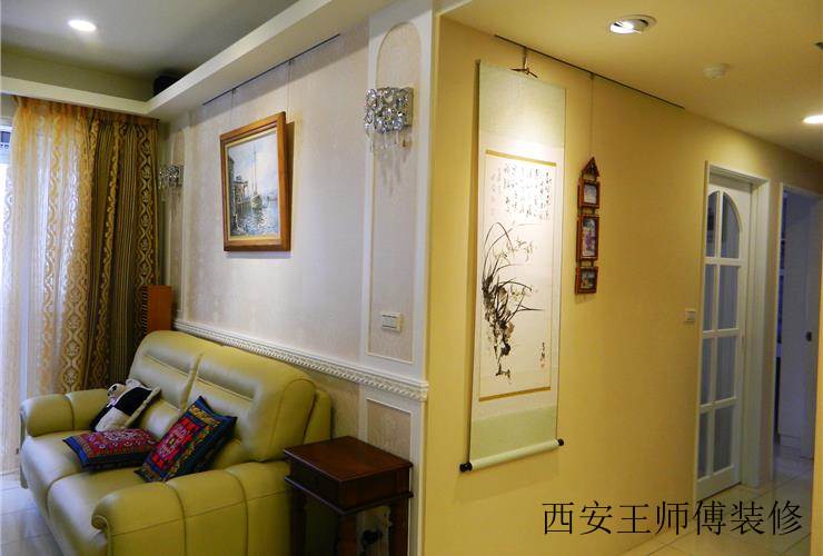 现代家居室内黄色背景墙装潢效果图