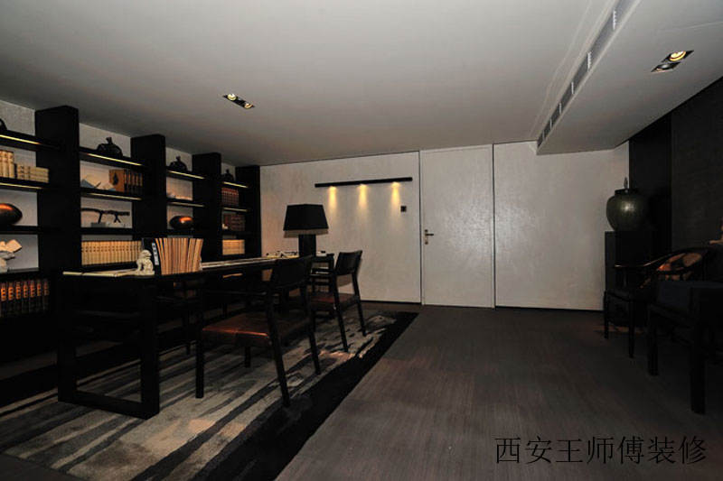 儒雅中式书房博古架效果图