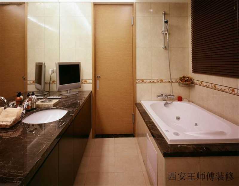 简约现代卫生间原木门装饰图