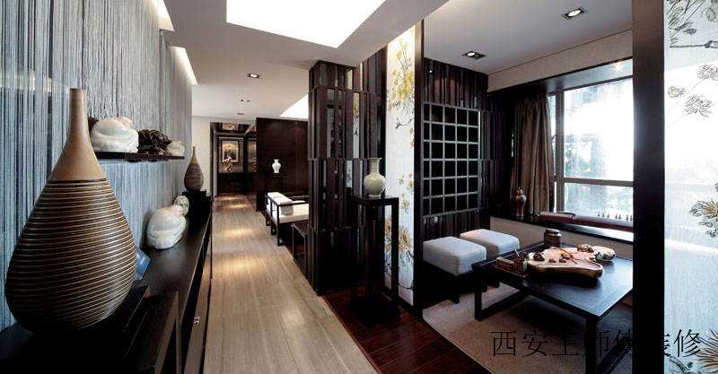 摩登高端新中式家居过道设计装修图