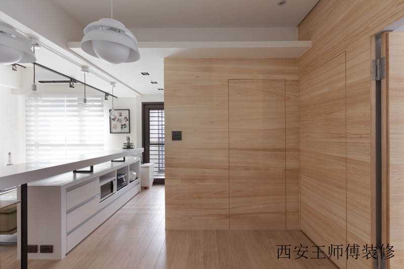 简约原木隐形门背景墙设计