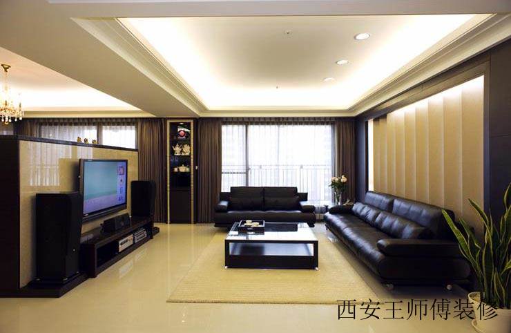 大气简约现代设计客厅电视背景墙半隔断装饰图