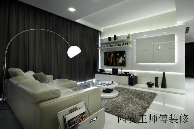 明亮现代客厅电视背景墙设计