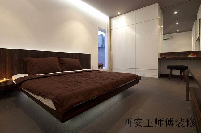 咖色系简约卧室实木床设计