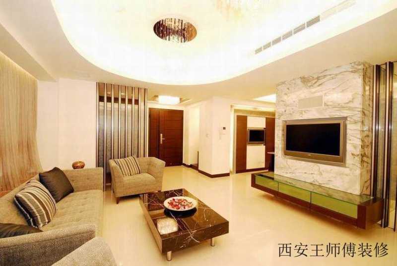 现代家居客厅 大理石电视墙设计