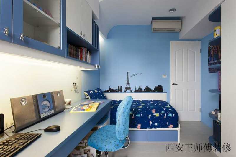 蓝白简约唯美儿童房效果图