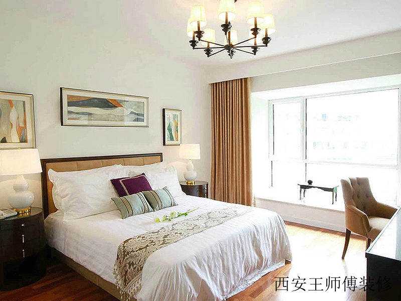 简约温馨新中式卧室背景墙效果图