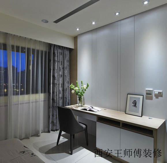 现代风格书房窗帘装饰图