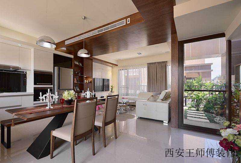 时尚通透现代风跃层美宅餐厅花园效果图