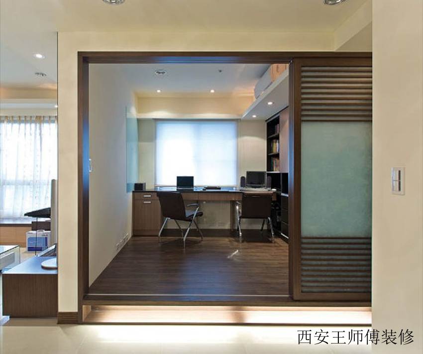现代美式书房推拉门设计