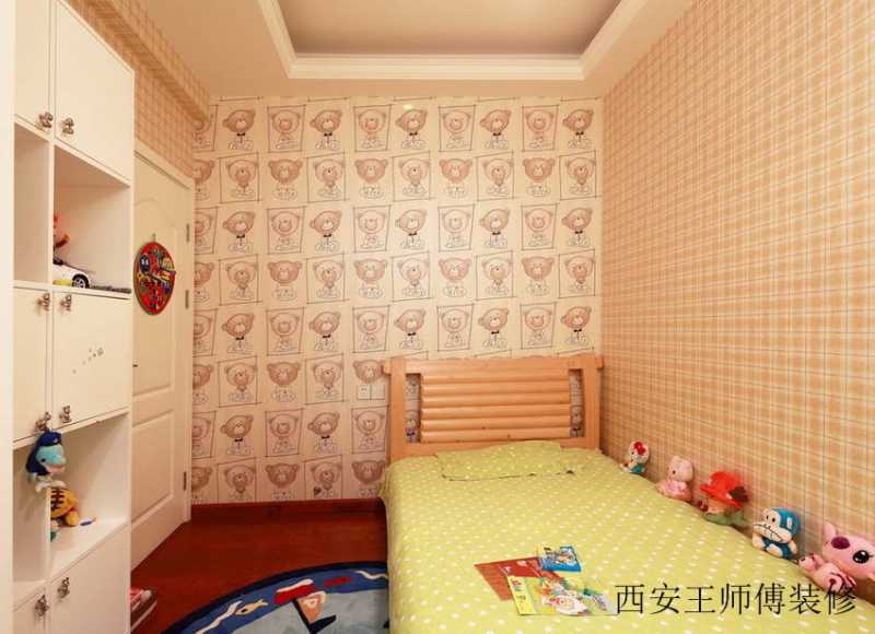 温馨现代儿童房墙纸装饰图