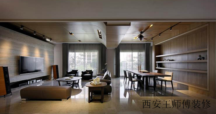 时尚现代设计公寓原木装饰图