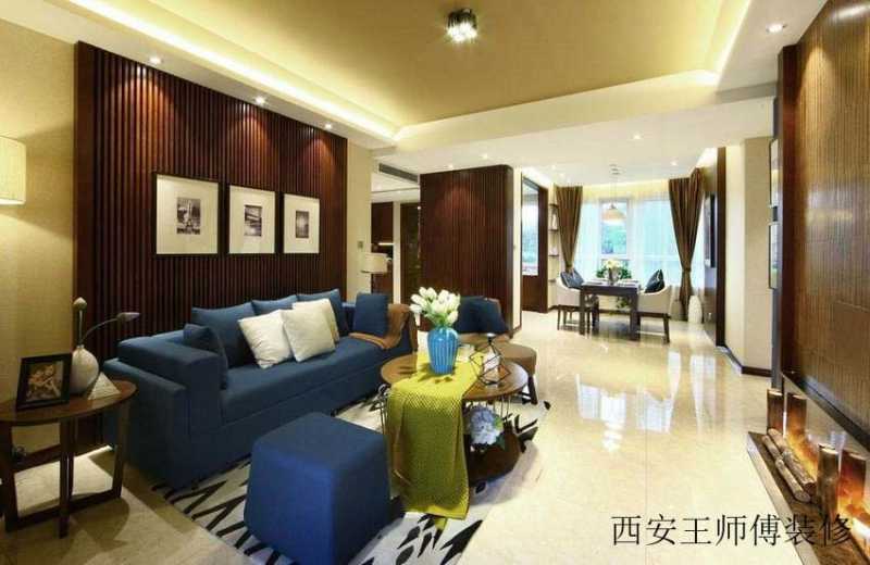 咖啡色美式装潢三居室案例图