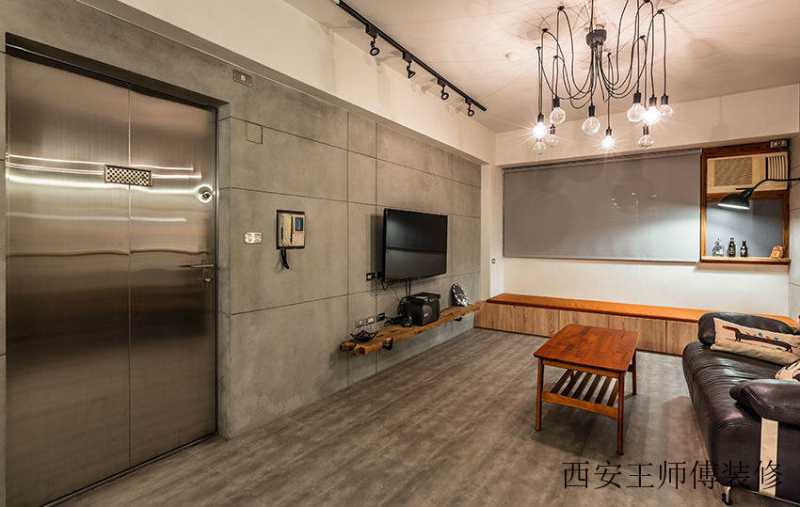 美式工业风 灰色电视背景墙效果图