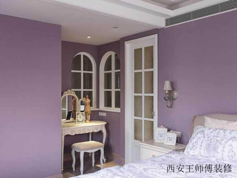 紫色唯美田园卧室梳妆台设计