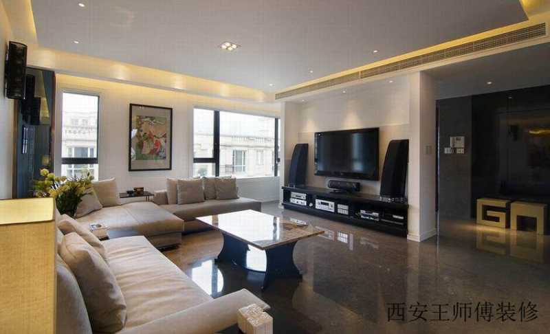 简约中式现代设计家装客厅装修效果图