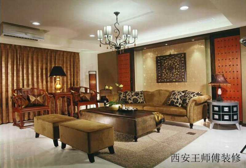 中式现代混搭客厅家具图