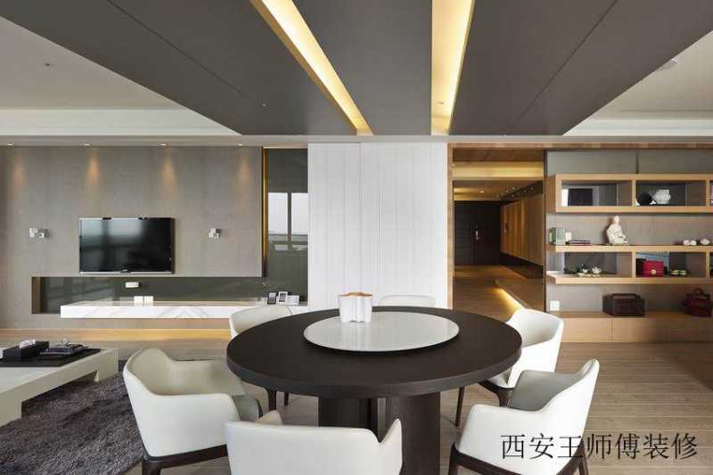 潮流现代餐厅灯带装饰图
