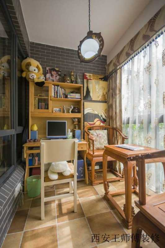 简易封闭式现代风格室内家居书房布局图