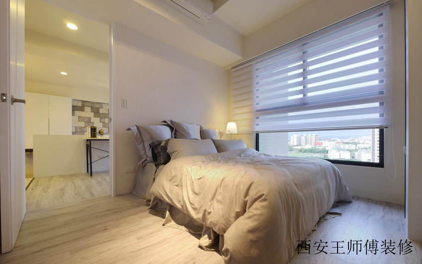 白色简约现代卧室百叶帘装配图