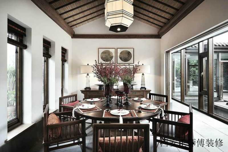 高贵典雅新中式餐厅红木餐桌效果图