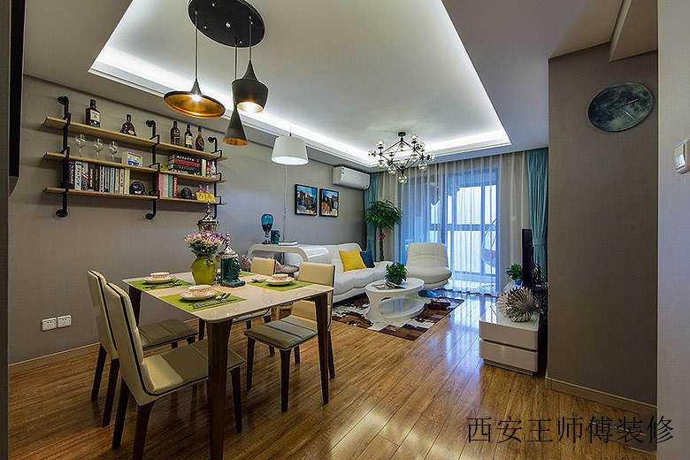 现代宜家设计装修客餐厅一体欣赏图