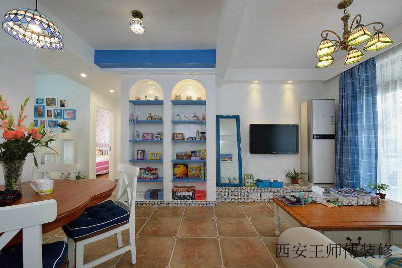 蓝白清凉地中海装饰风格公寓室内装潢美图欣赏