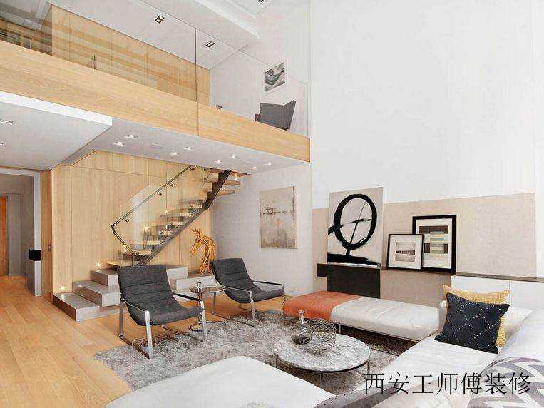清爽简洁的日式原木复式楼效果图