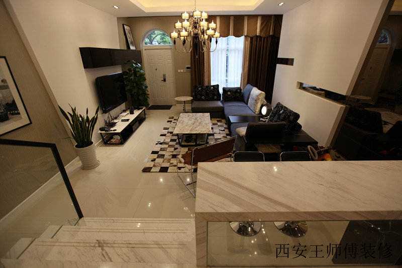 后现代风复式客厅效果图