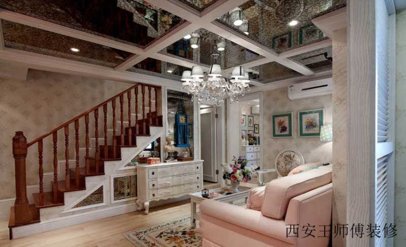粉色精美田园美式风格复式家装美图欣赏
