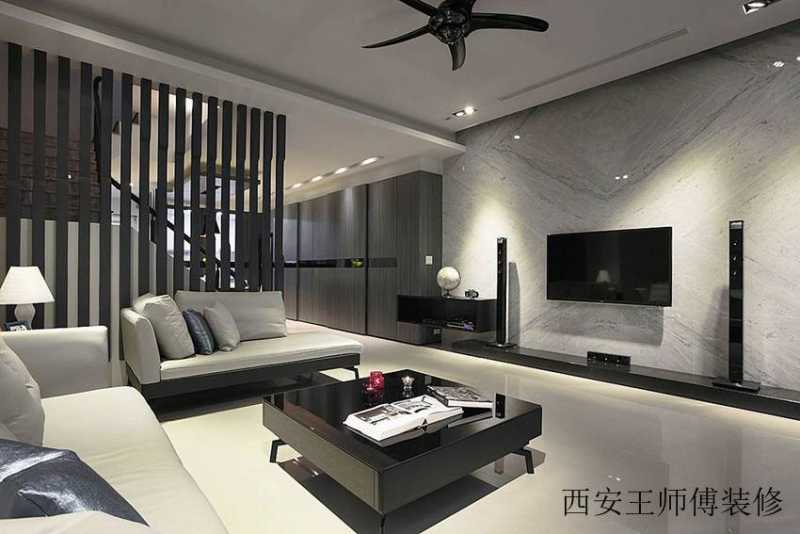 黑白灰现代客厅装潢图